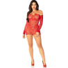 Leg Avenue - Robe Mini En Maille À Épaules Dénudées Et À Manches Longues Rouge